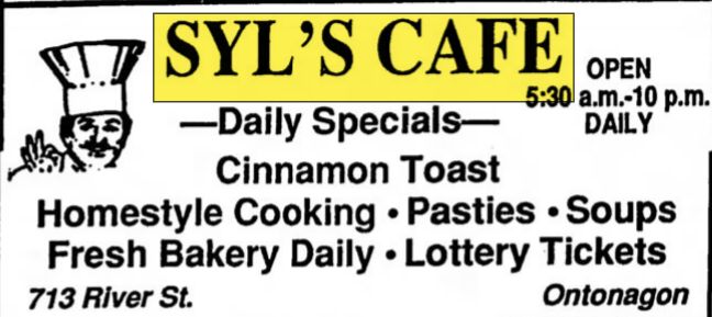 Syls Cafe - Aug 1995 Ad (newer photo)